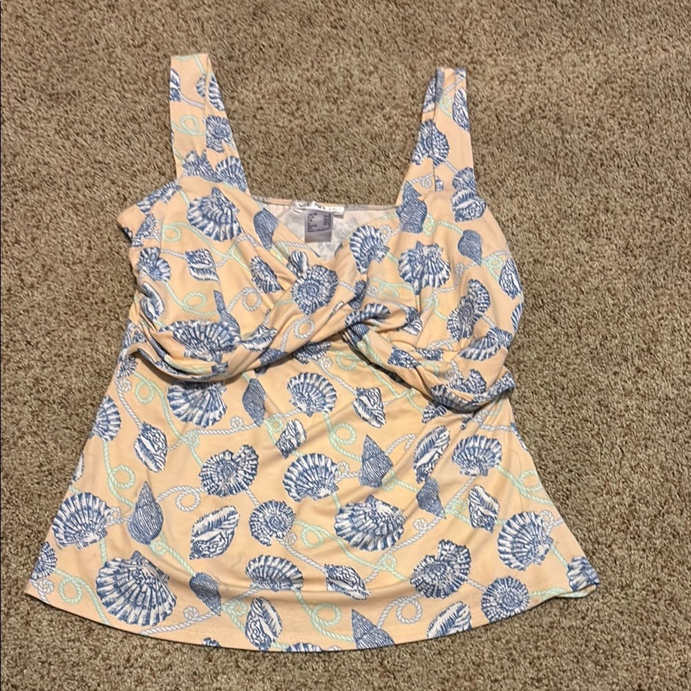 VENUS Yellow and Blue Ruched Sleeveless Tank Top
